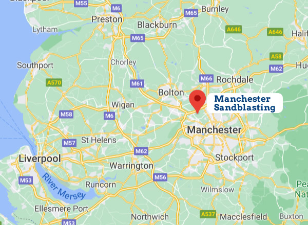 map showing location in Manchester